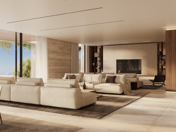 The Sky Marbella Villas - Living Room & Fireplace